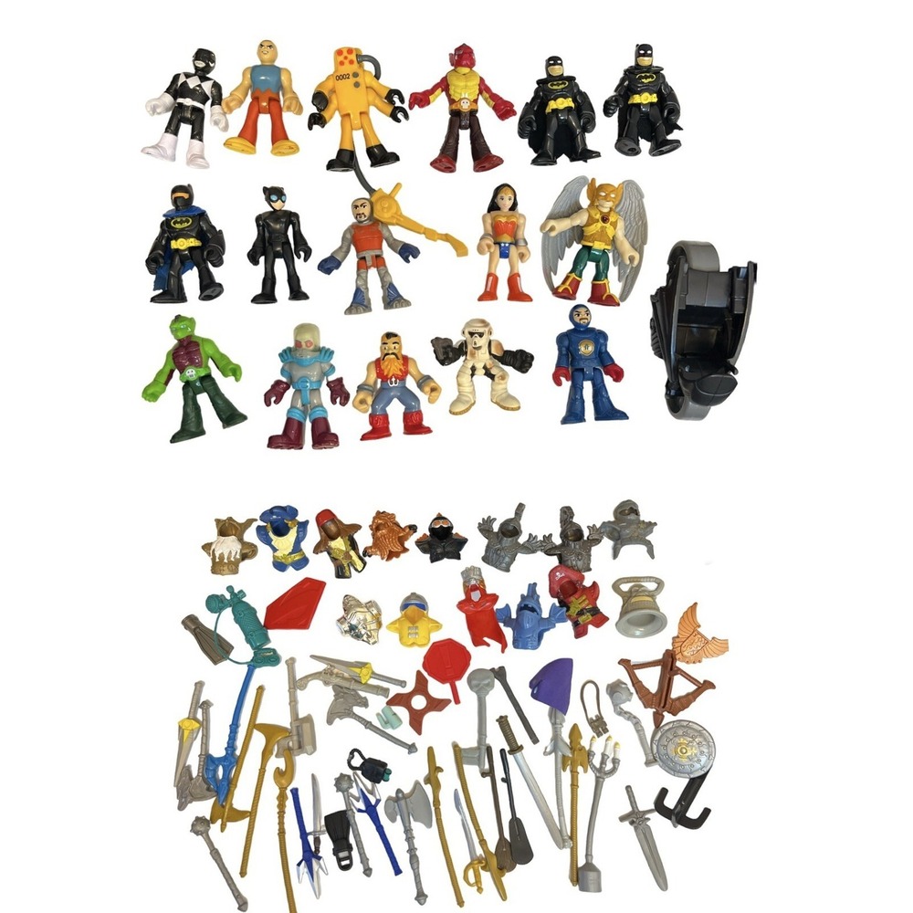 Fisher Price Imaginext Lot Of 74 Assorted Figures and Accessories Batman Hulk